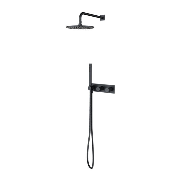 Zestaw prysznicowy podtynkowy Omnires Contour SYSCT10AT Zestaw prysznicowy podtynkowy antracyt szczotkowany deszczownica słuchaka bateria