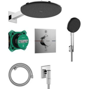 Zestaw prysznicowy podtynkowy termostatyczny z deszczownicą Hansgrohe Raindance Alive S chrom 24630000